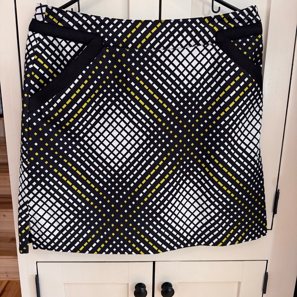 EP Pro Golf Skort Size 6 Black White Geometric Lime Green Athletic Skirt